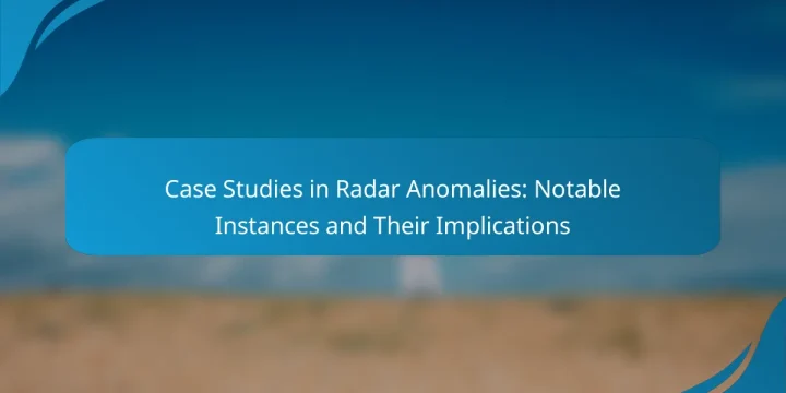 Case Studies in Radar Anomalies: Notable Instances and Their Implications