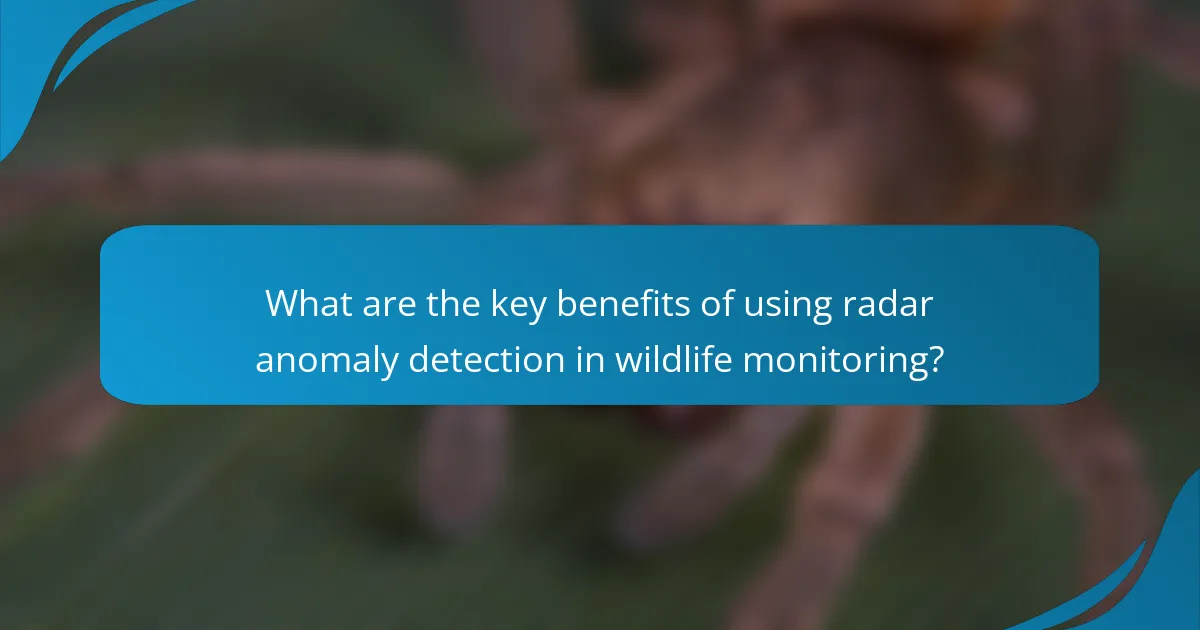 What are the key benefits of using radar anomaly detection in wildlife monitoring?